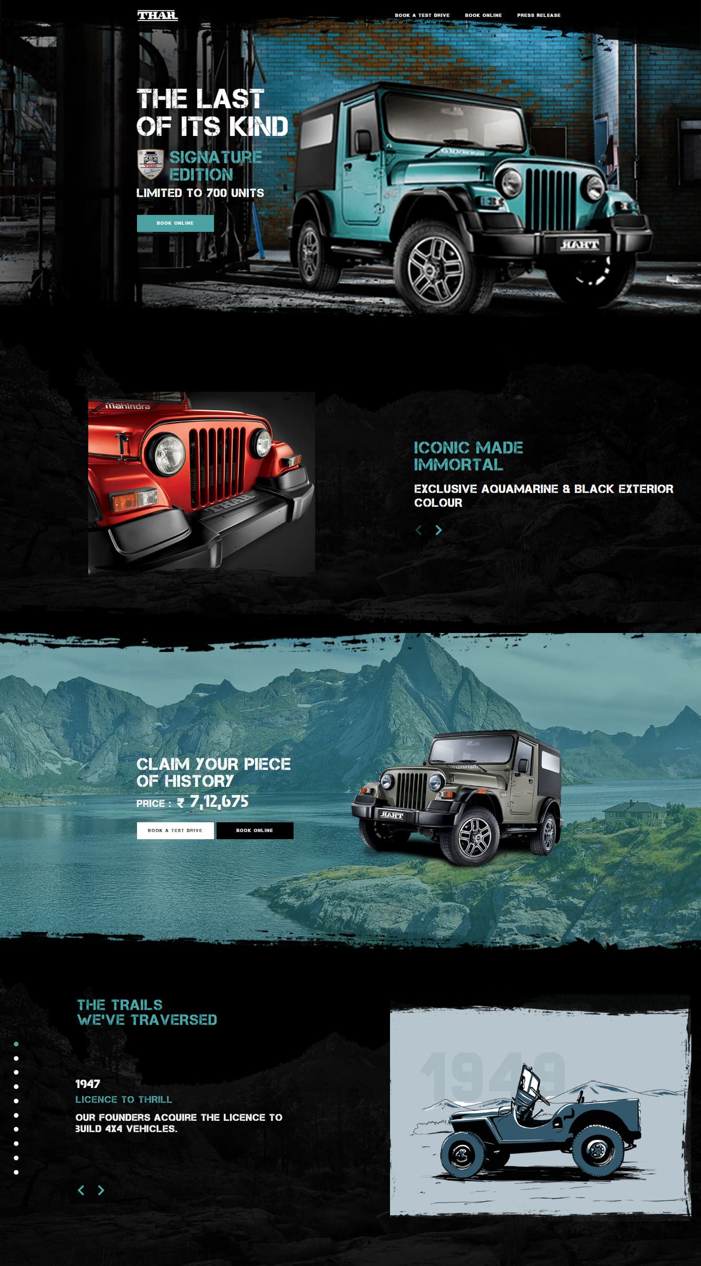 Flying Cursor Mahindra Thar 700 Bootstrap Desktop