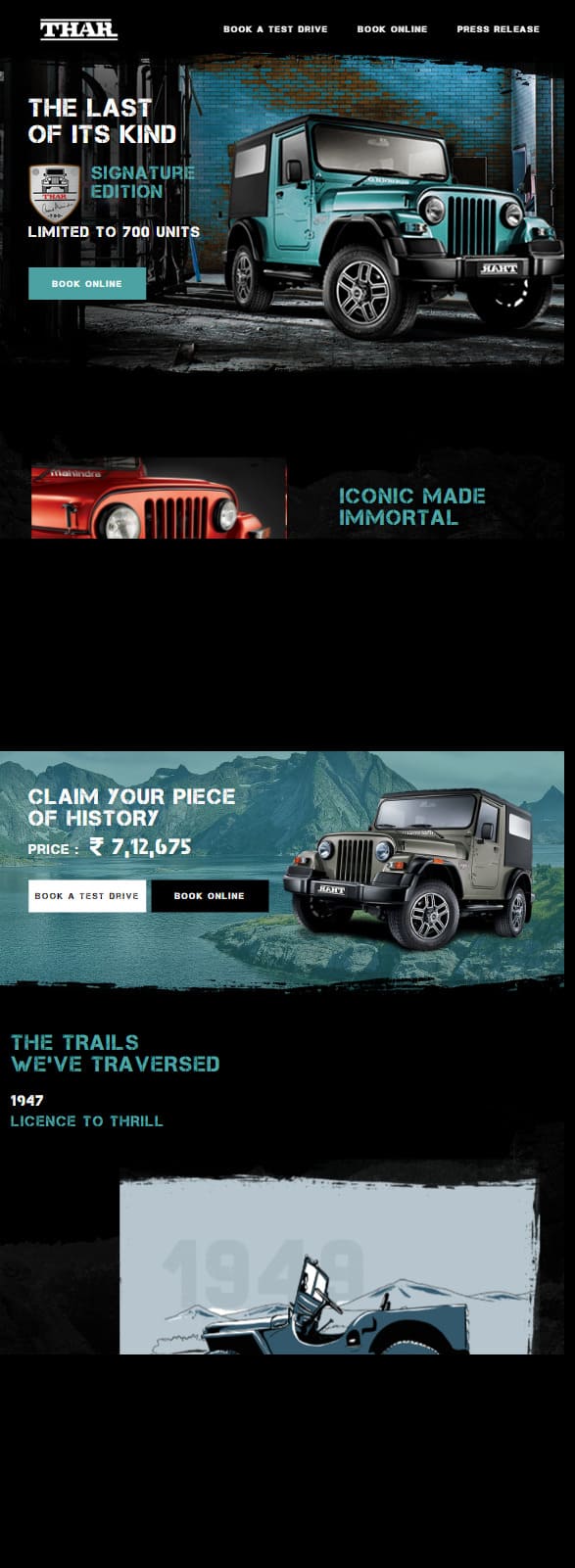 Flying Cursor Mahindra Thar 700 Bootstrap Ipad