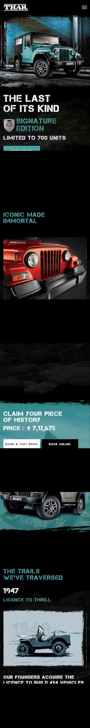 Flying Cursor Mahindra Thar 700 Bootstrap Mobile