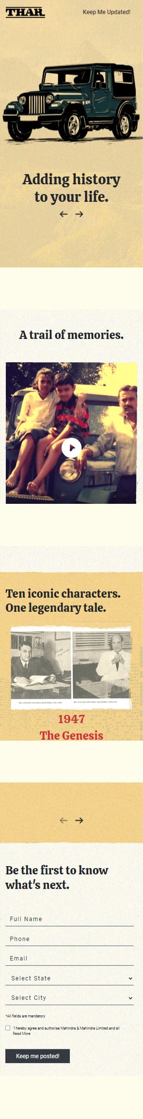 Flying Cursor Mahindra Thar Heritage Bootstrap Mobile