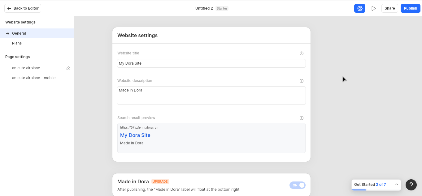 Build a website using Dora AI 